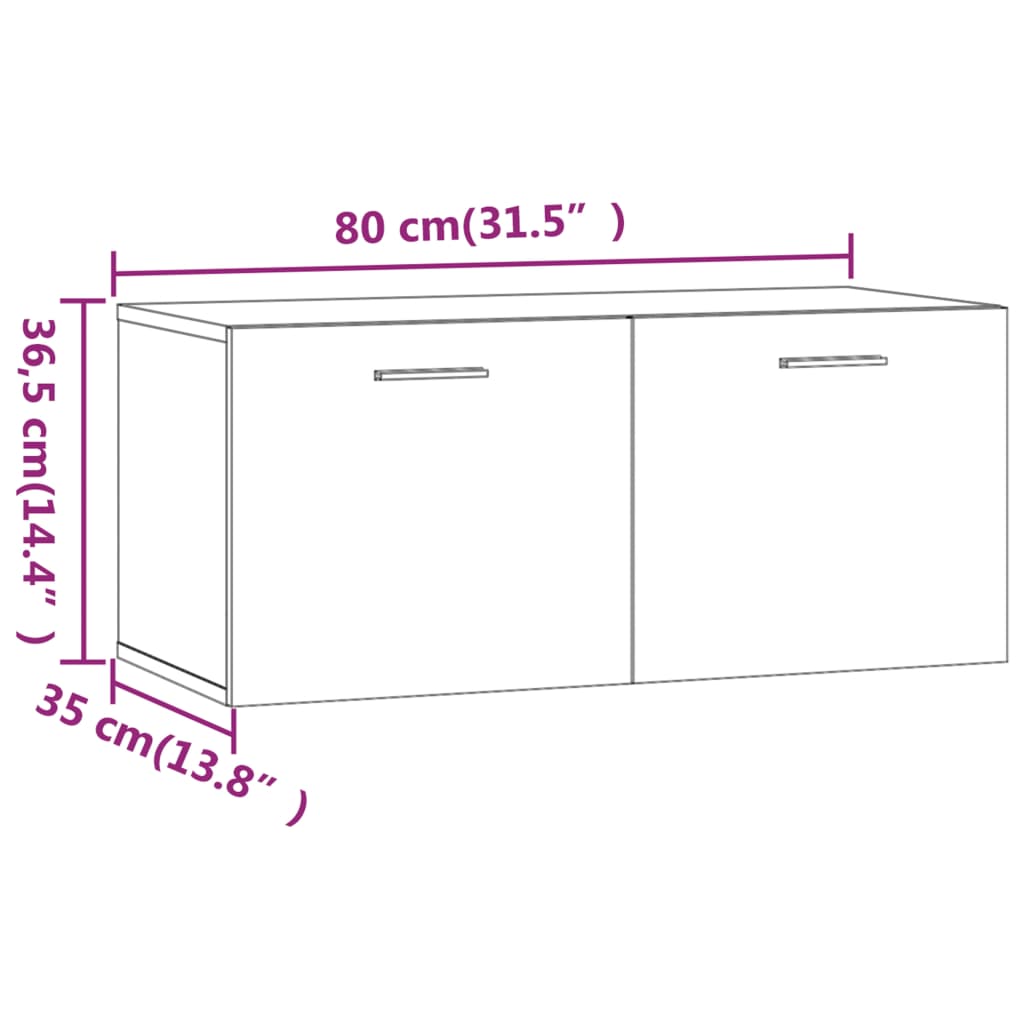 Väggskåp vit högglans 80x35x36,5 cm konstruerat trä