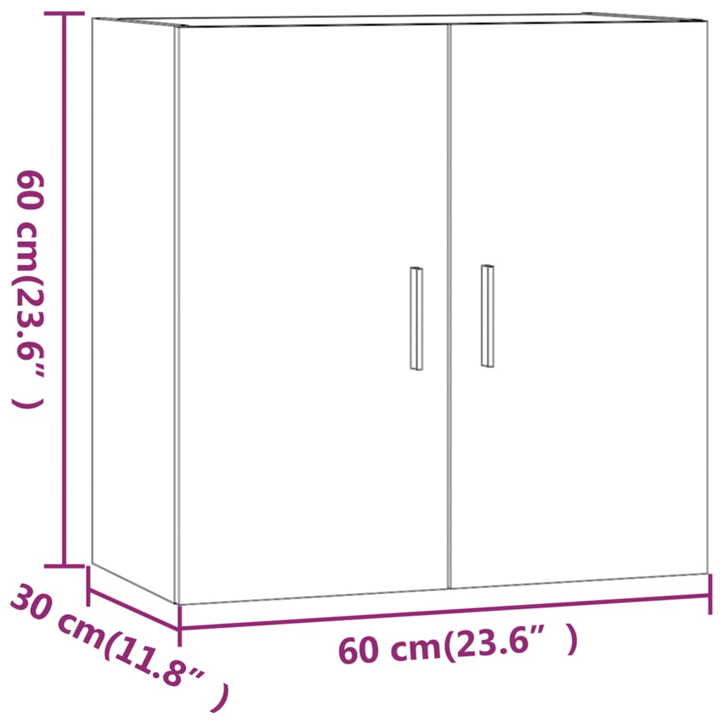 Väggskåp rökfärgad ek 60x30x60 cm konstruerat trä