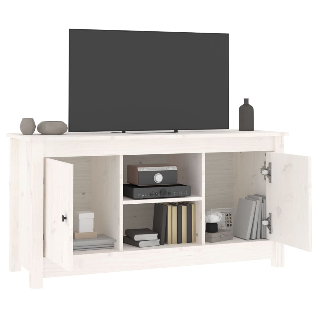 Tv-bänk vit 103x36,5x52 cm massiv furu