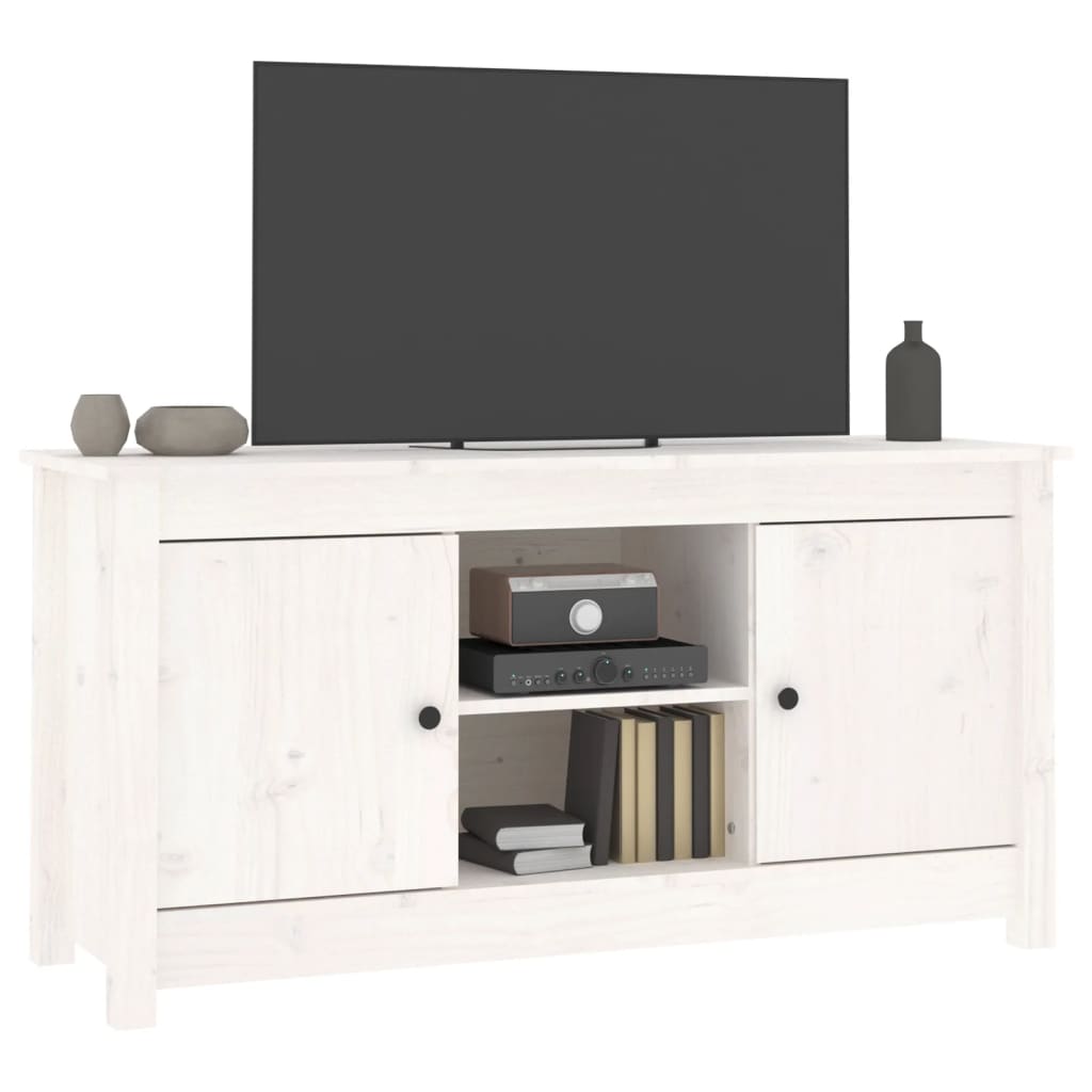 Tv-bänk vit 103x36,5x52 cm massiv furu