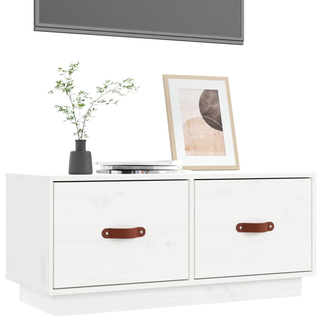 Tv-bänk vit 80x34x35 cm massiv furu