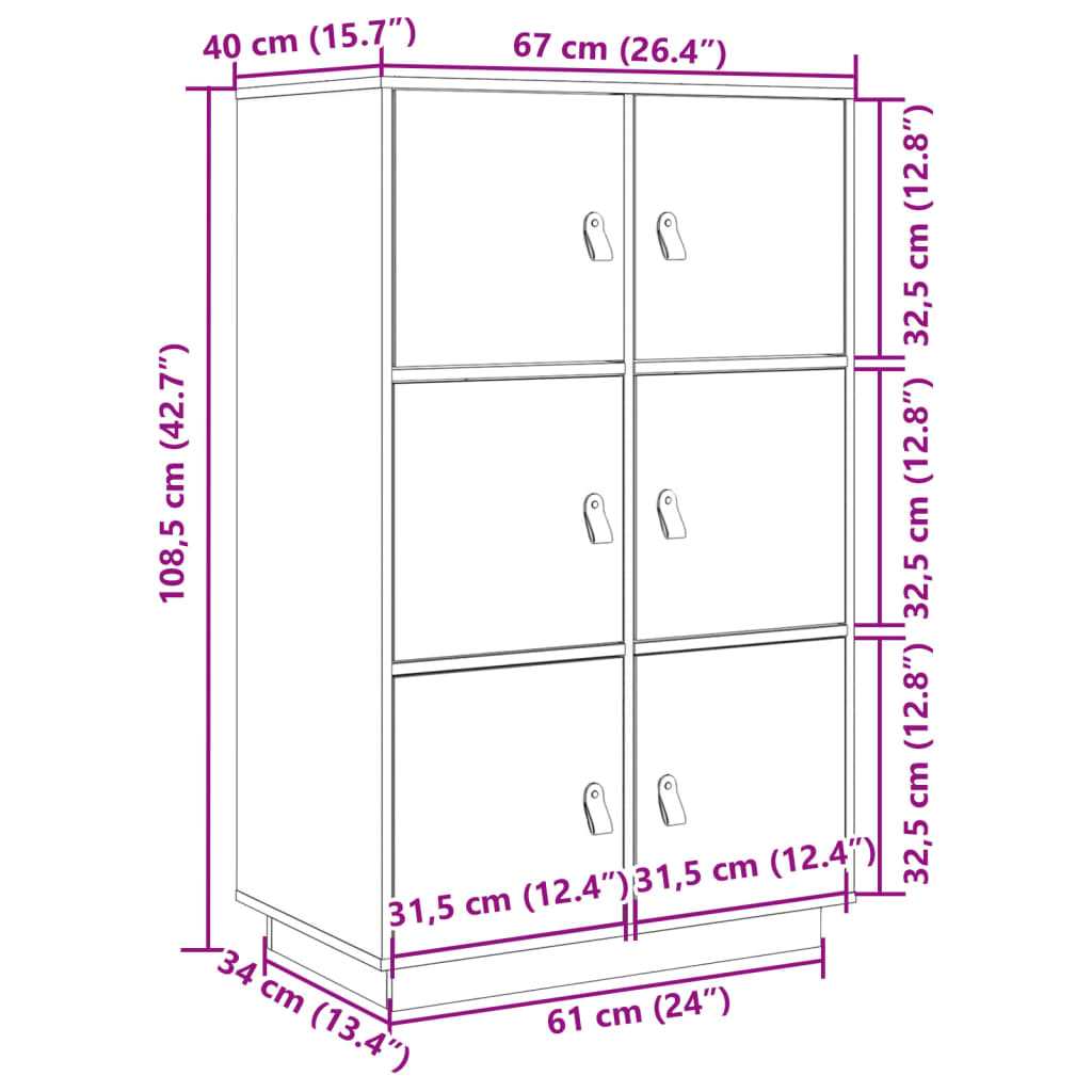 Vitrinskåp svart 67x40x108,5 cm massiv furu