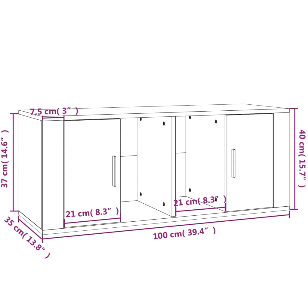 TV-skåp vit högglans 100x35x40 cm konstruerat trä