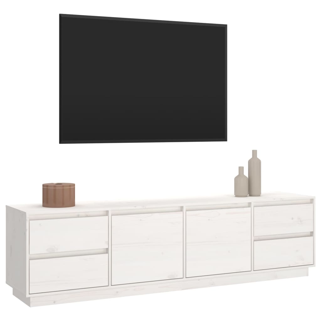 Tv-bänk vit 176x37x47,5 cm massiv furu