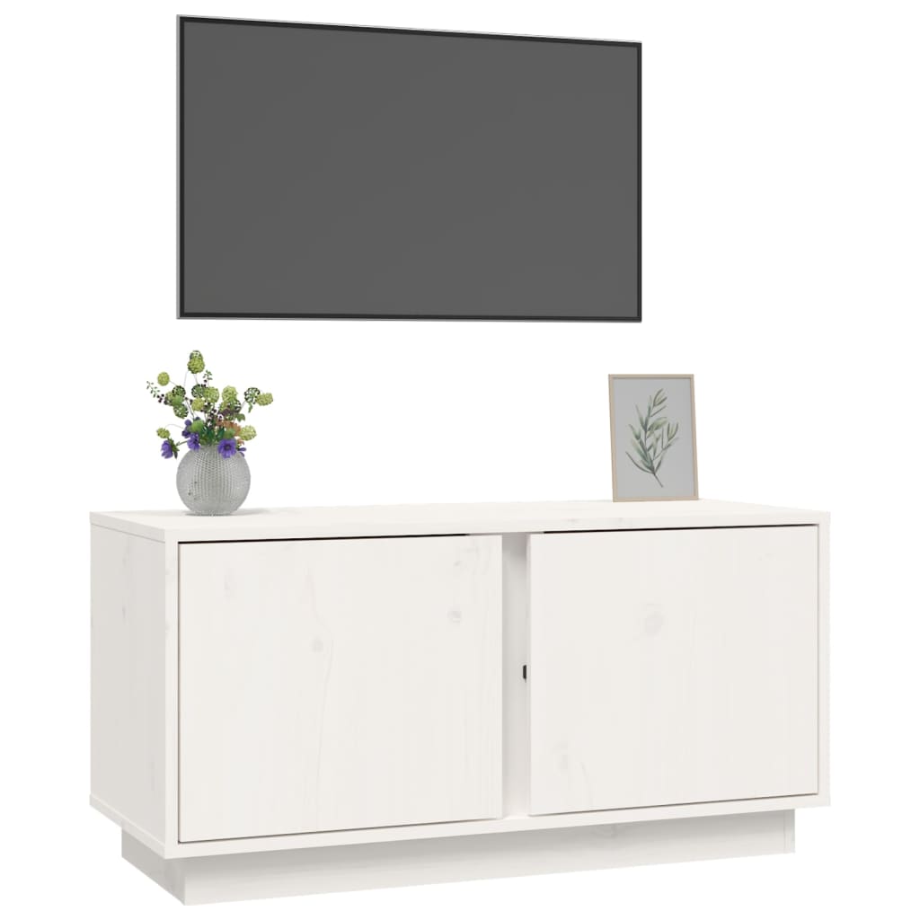 Tv-bänk vit 80x35x40,5 cm massiv furu