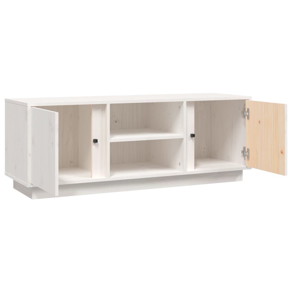 Tv-bänk vit 110x35x40,5 cm massiv furu