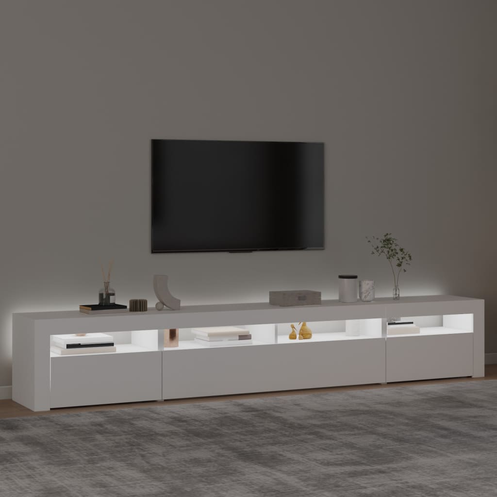 Tv-bänk med LED-belysning vit 240x35x40 cm