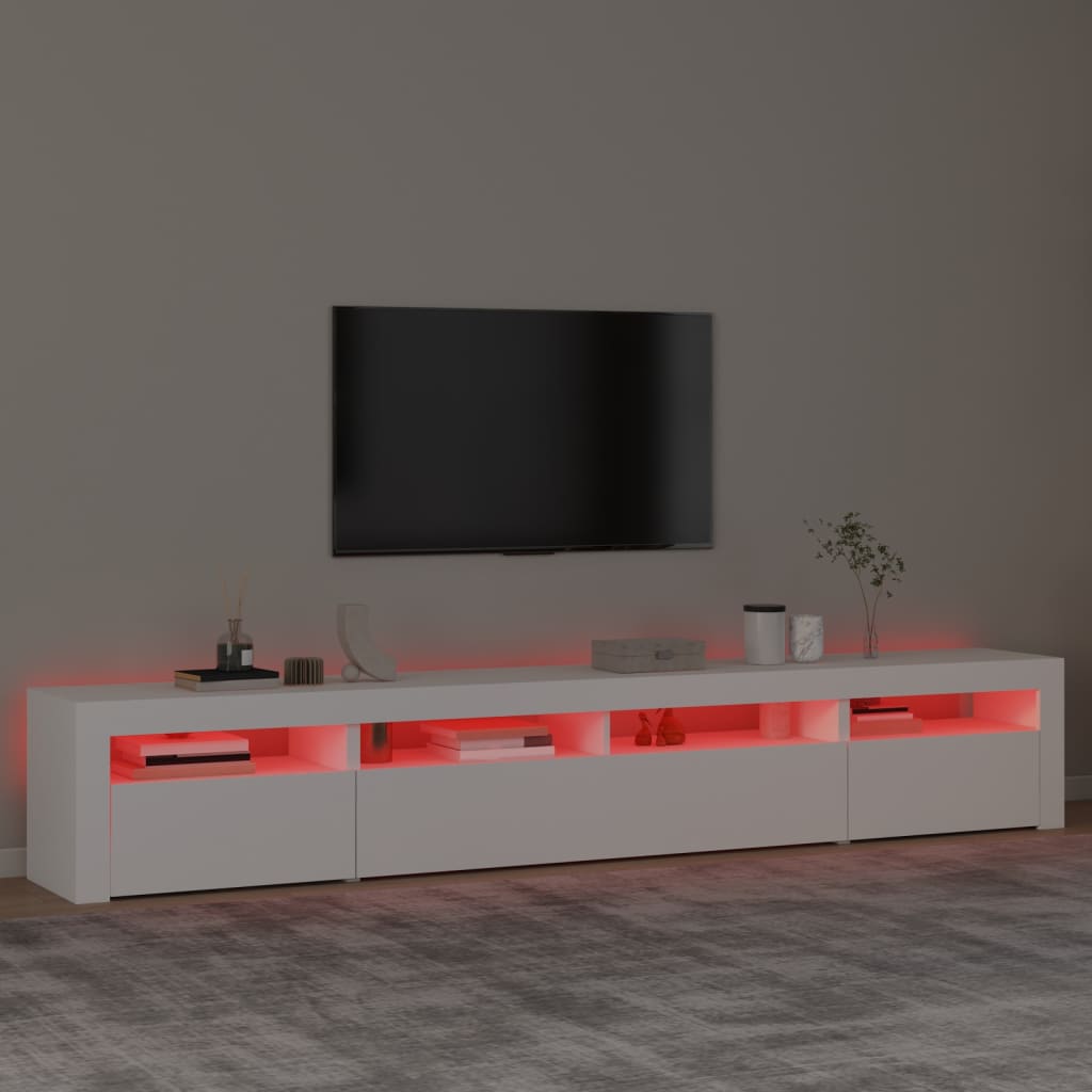 Tv-bänk med LED-belysning vit 240x35x40 cm