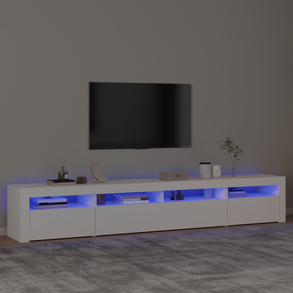 Tv-bänk med LED-belysning vit 240x35x40 cm