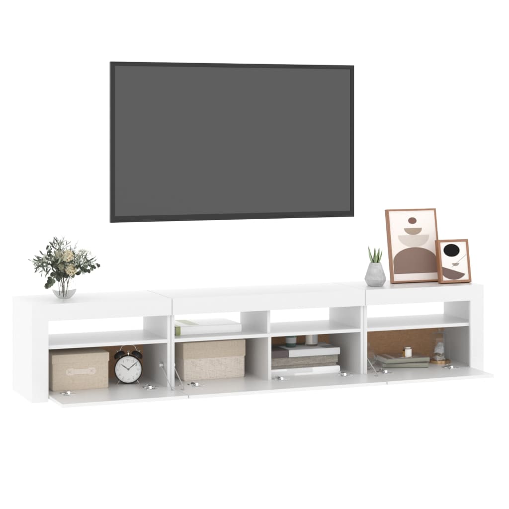 Tv-bänk med LED-belysning vit 210x35x40 cm