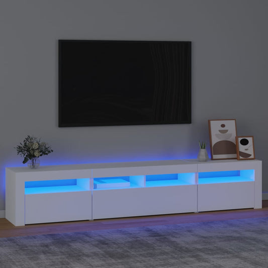 Tv-bänk med LED-belysning vit 210x35x40 cm