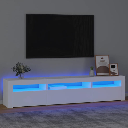 Tv-bänk med LED-belysning vit 195x35x40 cm