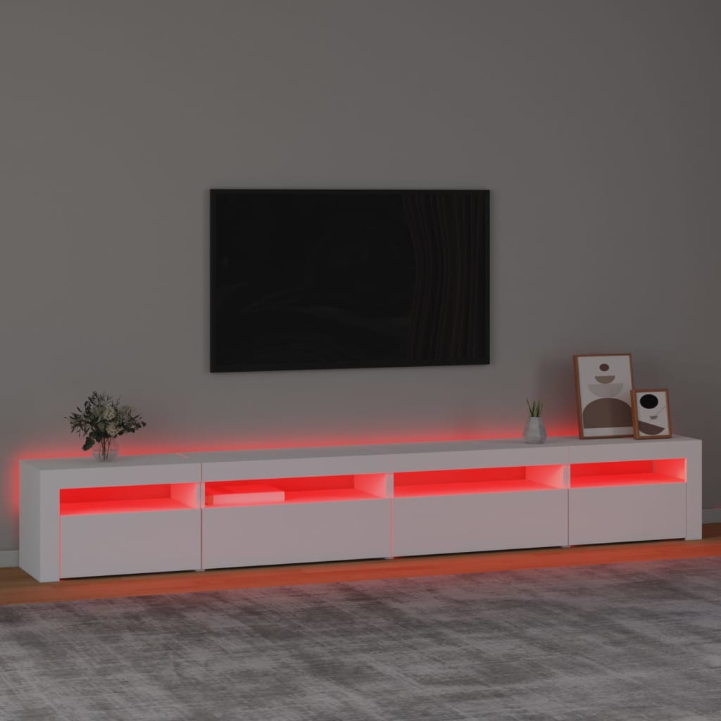 Tv-bänk med LED-belysning vit 270x35x40 cm