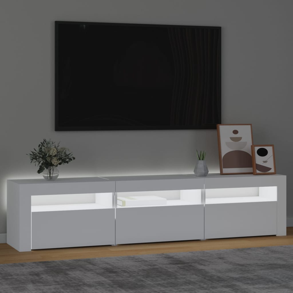 Tv-bänk med LED-belysning vit 180x35x40 cm