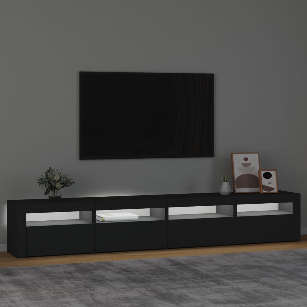 Tv-bänk med LED-belysning Svart 240x35x40 cm