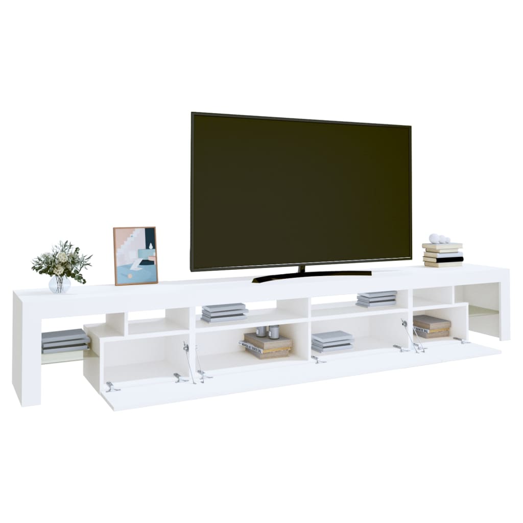 Tv-bänk med LED-belysning Vit 260x36,5x40 cm