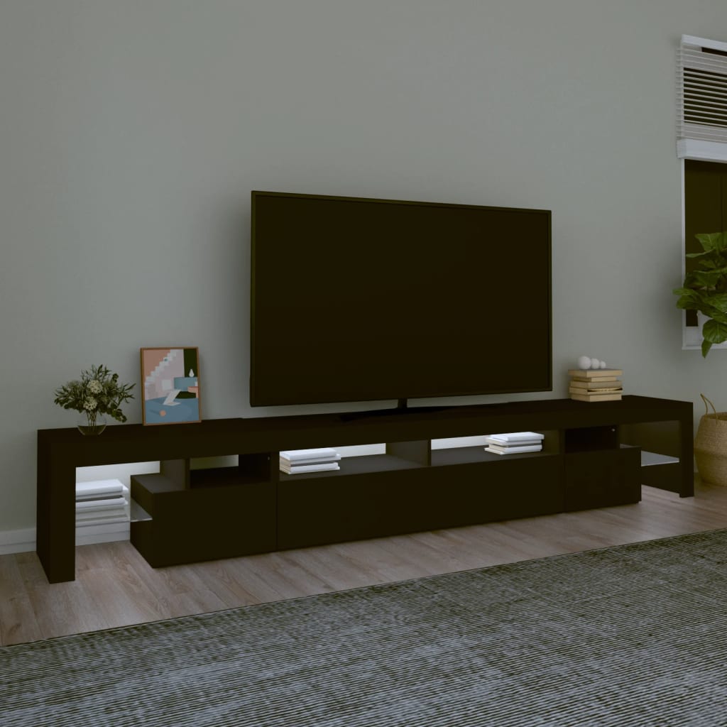 Tv-bänk med LED-belysning svart 260x36,5x40 cm