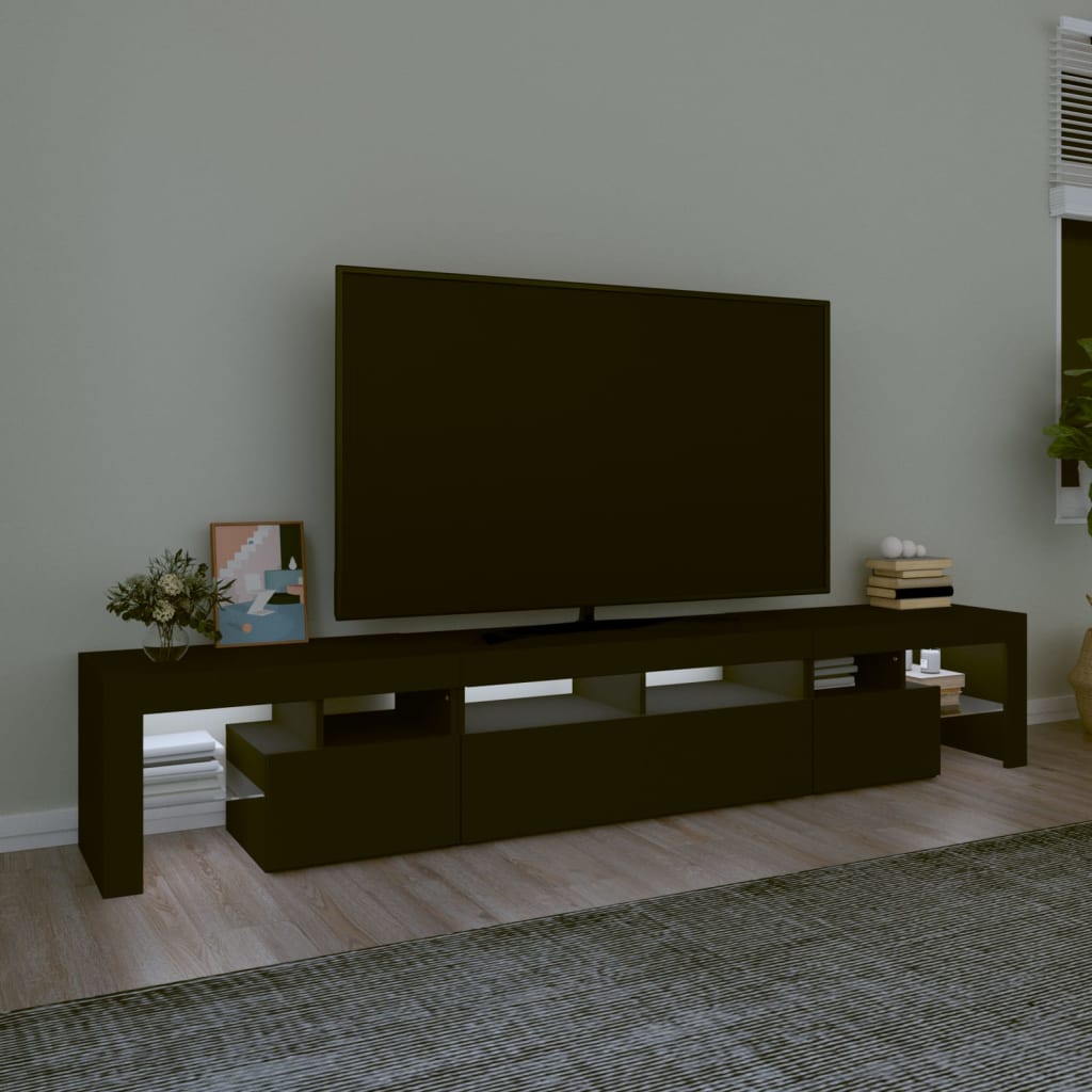 Tv-bänk med LED-belysning svart 230x36,5x40 cm