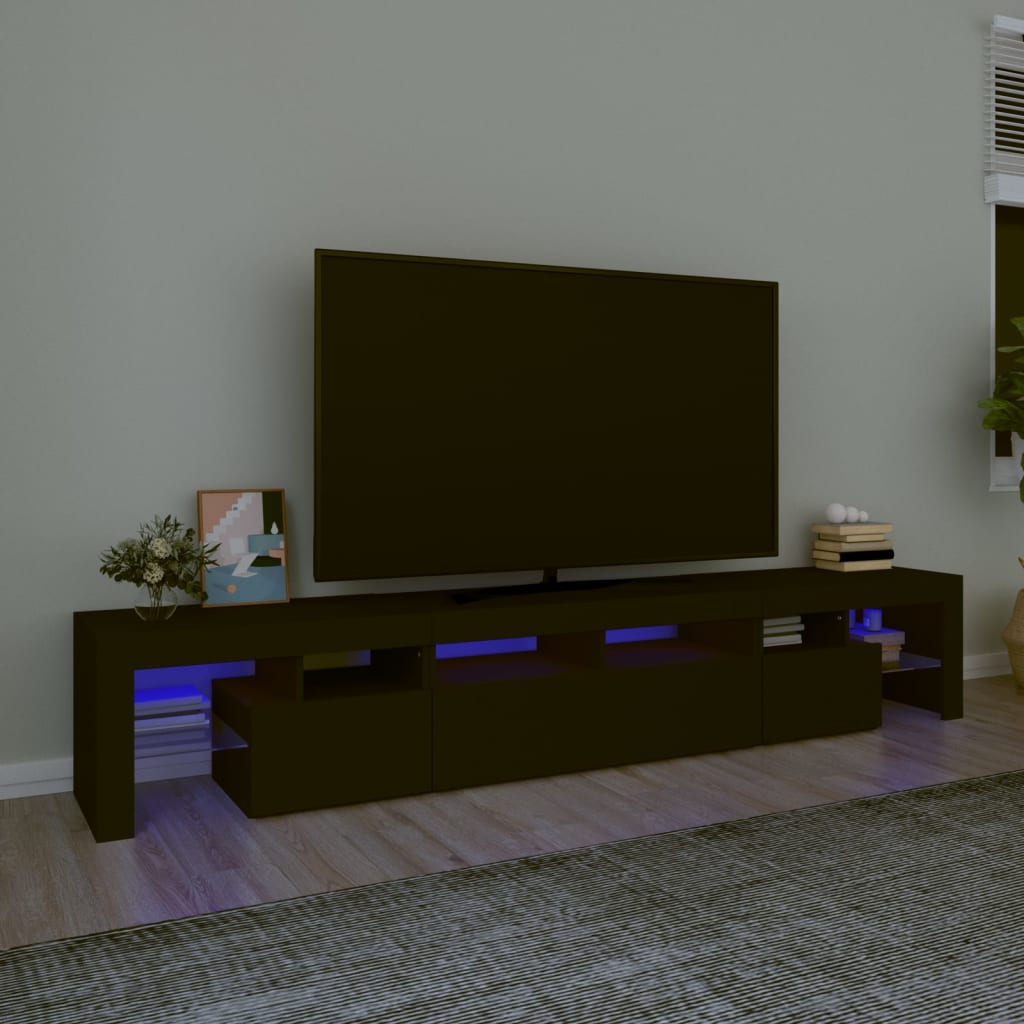 Tv-bänk med LED-belysning svart 230x36,5x40 cm