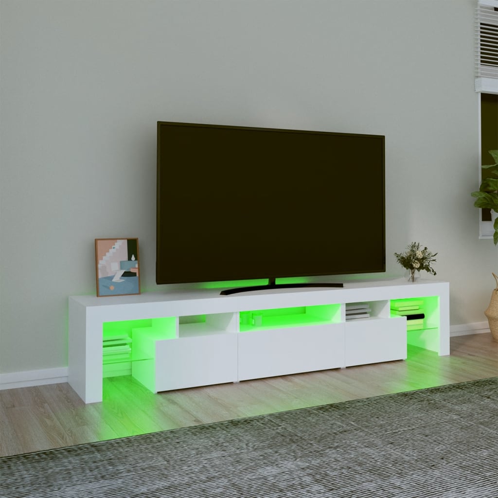 Tv-bänk med LED-belysning vit 200x36,5x40 cm