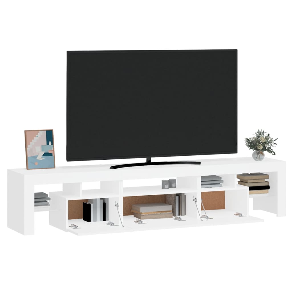 Tv-bänk med LED-belysning vit 200x36,5x40 cm