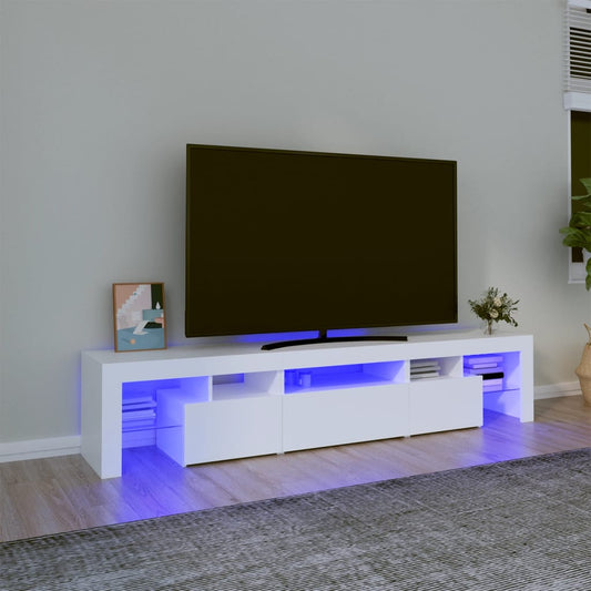 Tv-bänk med LED-belysning vit 200x36,5x40 cm