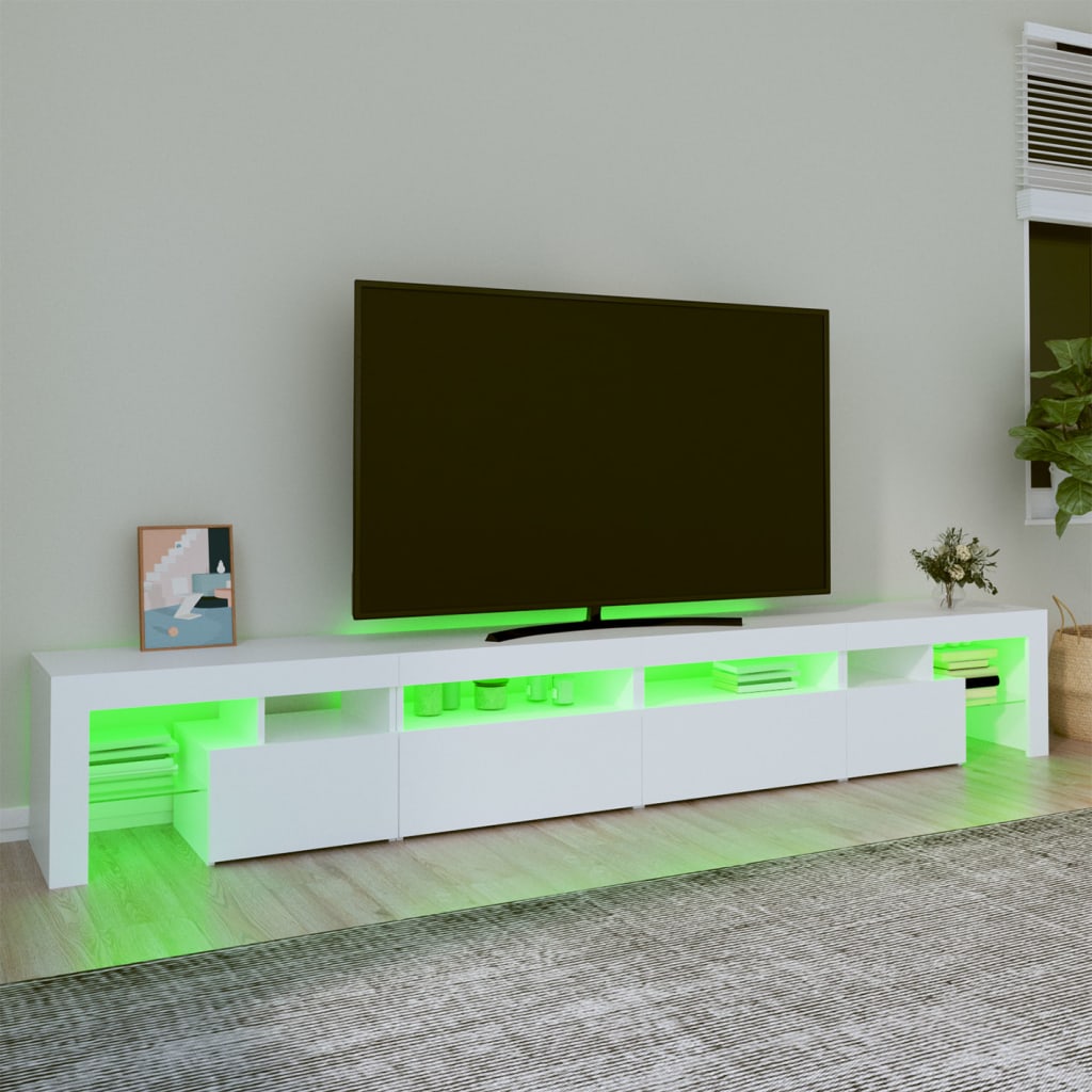 Tv-bänk med LED-belysning Vit 260x36,5x40 cm