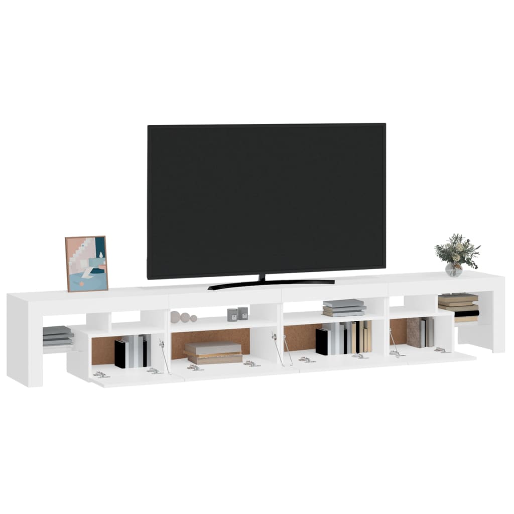 Tv-bänk med LED-belysning Vit 260x36,5x40 cm