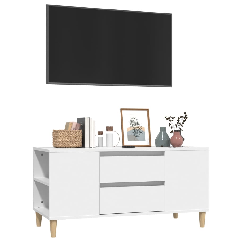 Tv-bänk vit 102x44,5x50 cm konstruerat trä