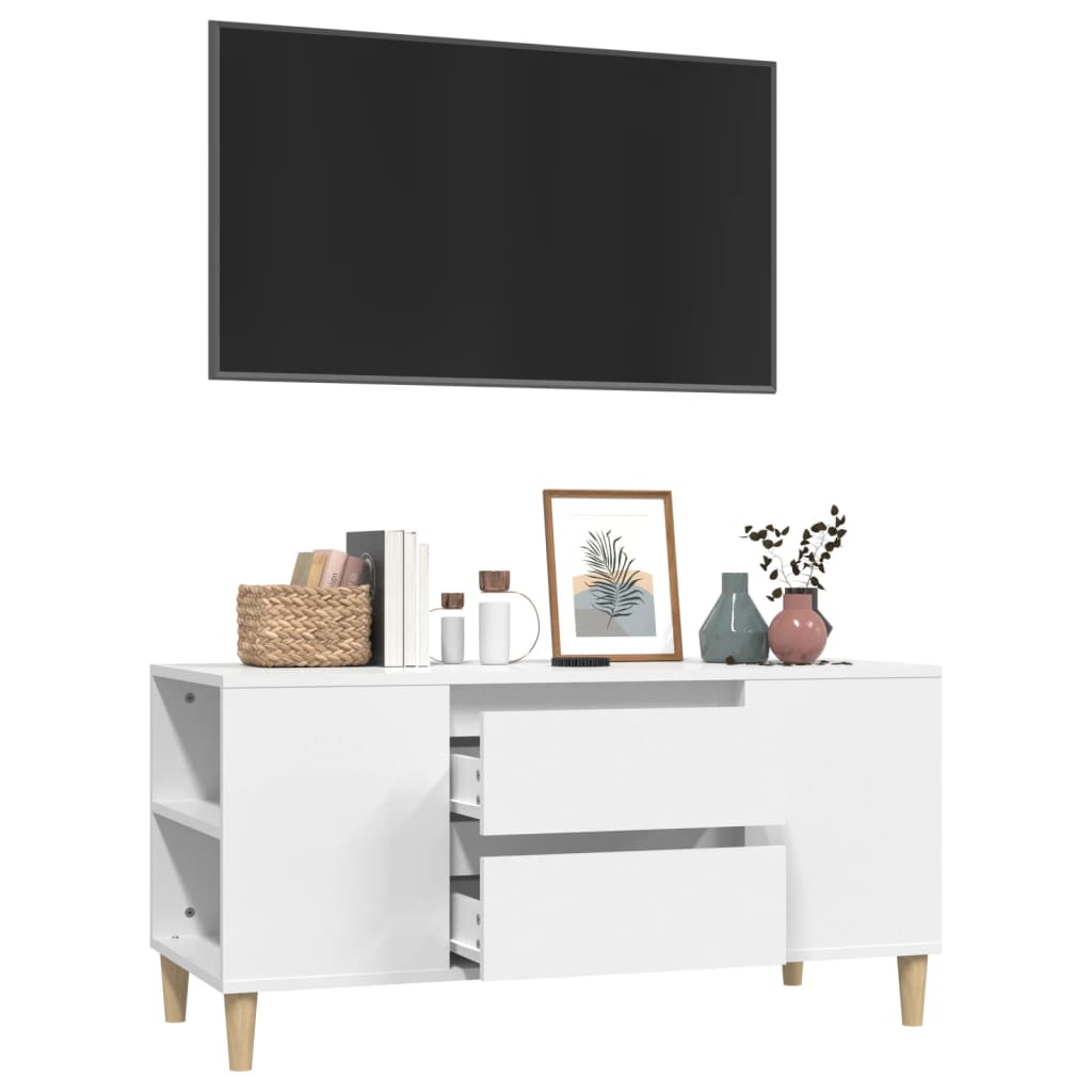 Tv-bänk vit 102x44,5x50 cm konstruerat trä