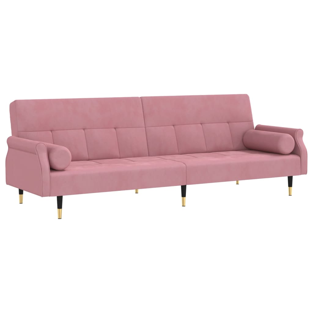 Bäddsoffa med dynor rosa sammet