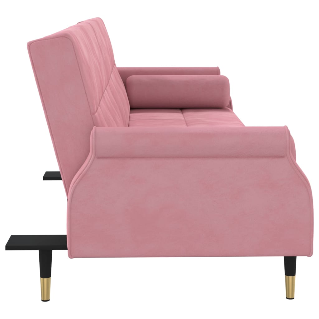 Bäddsoffa med dynor rosa sammet