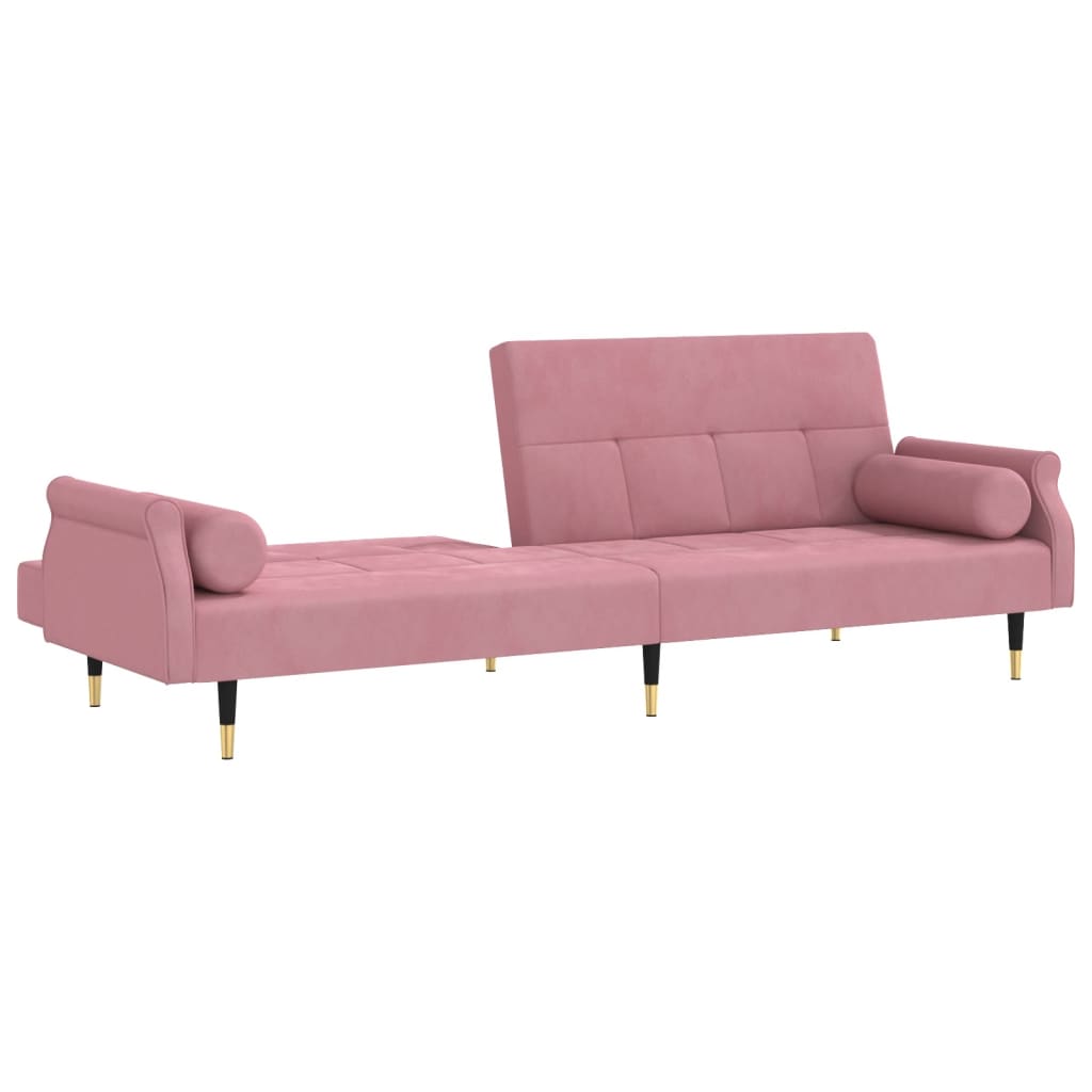 Bäddsoffa med dynor rosa sammet