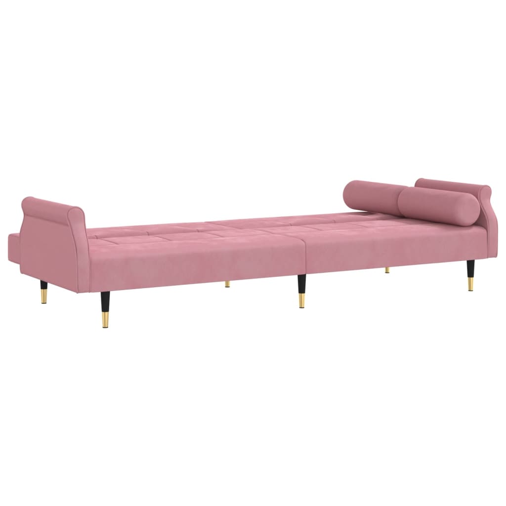 Bäddsoffa med dynor rosa sammet