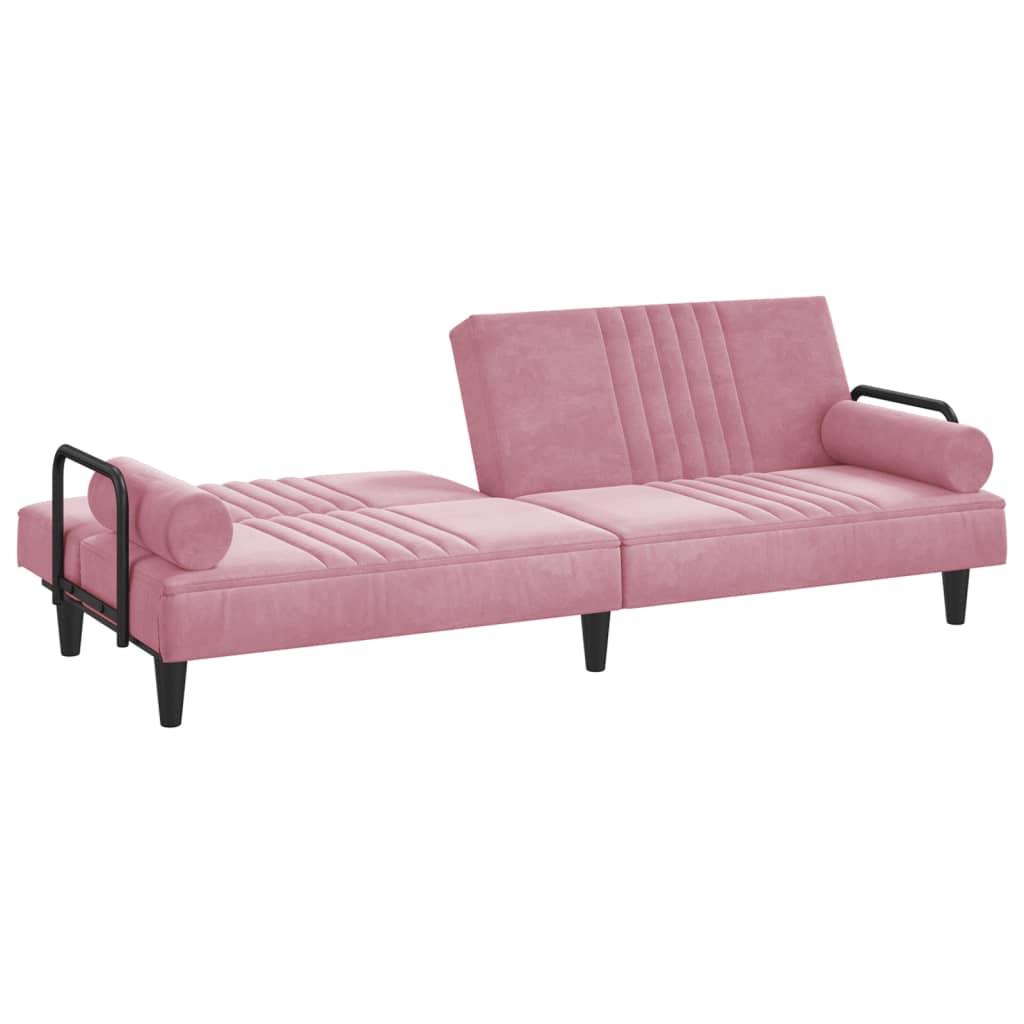 Bäddsoffa med armstöd rosa sammet