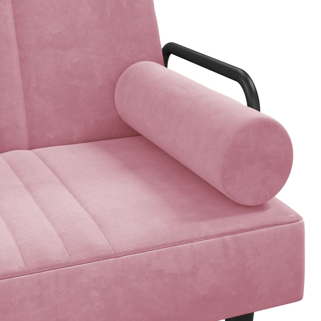 Bäddsoffa med armstöd rosa sammet