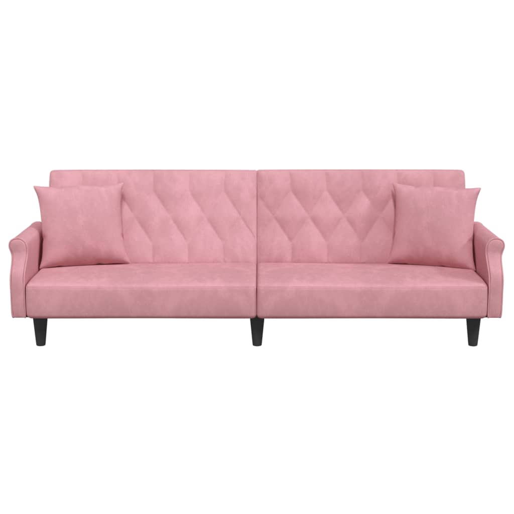 Bäddsoffa med armstöd rosa sammet