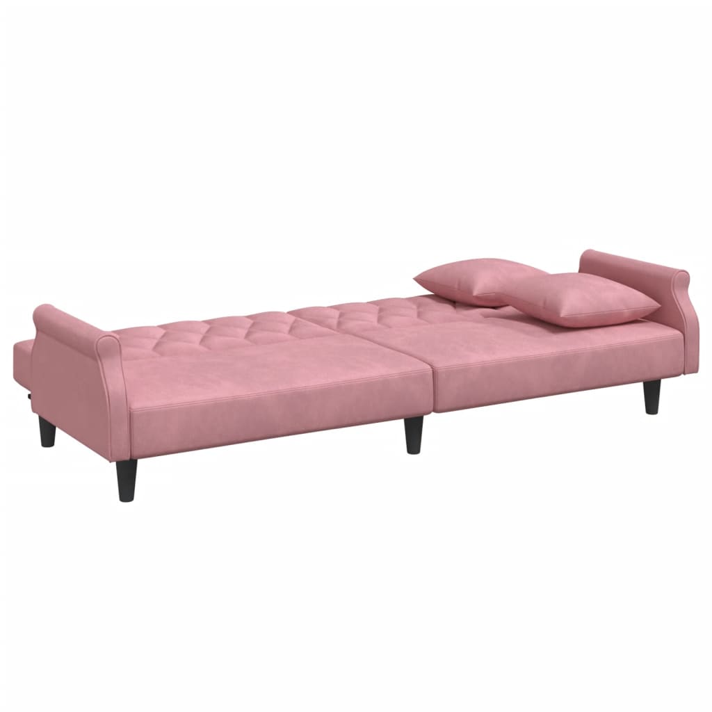 Bäddsoffa med armstöd rosa sammet