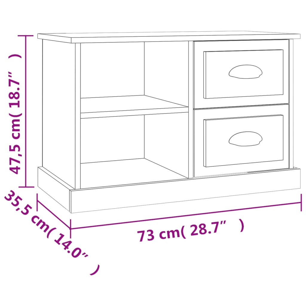 Tv-bänk vit 73x35,5x47,5 cm konstruerat trä