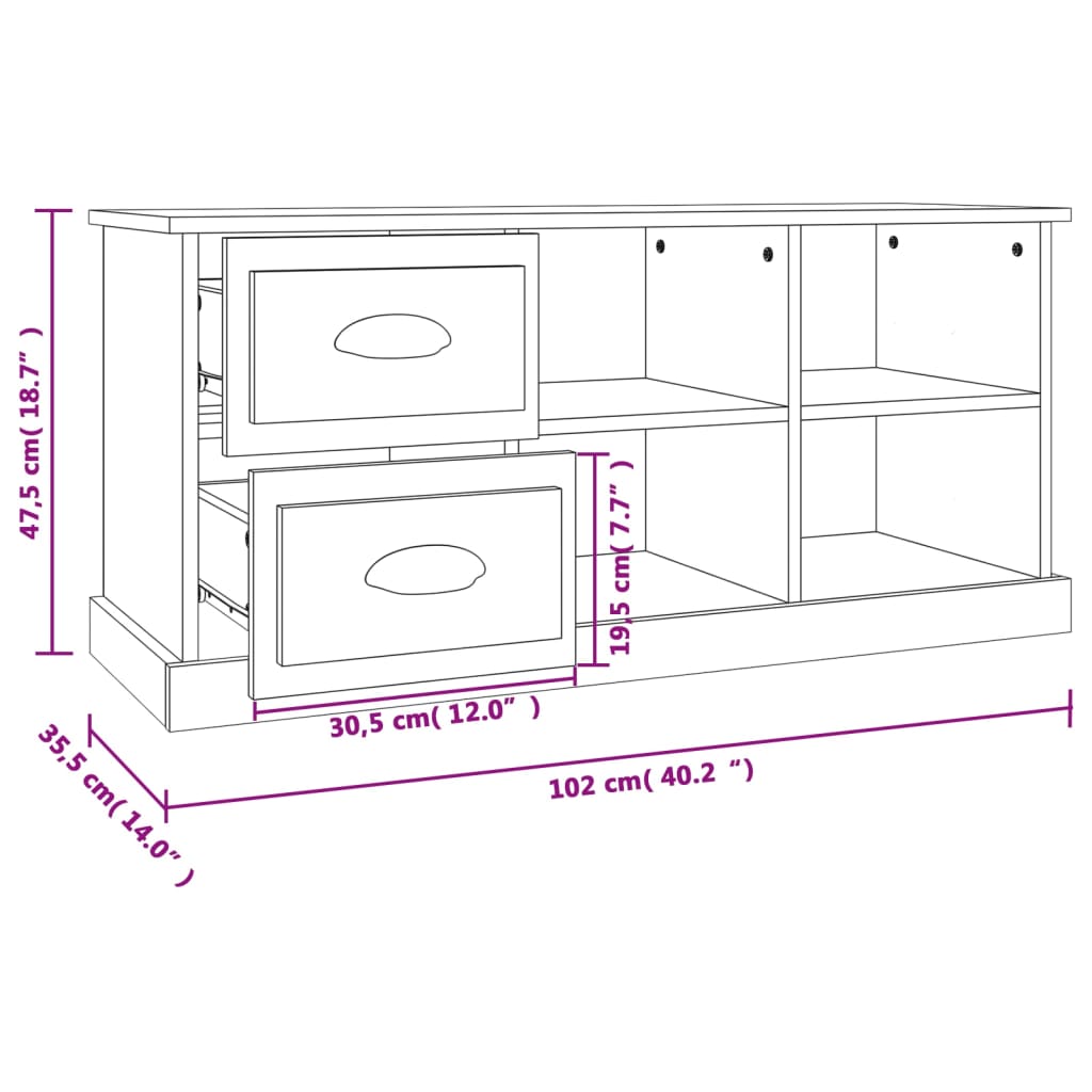 TV-skåp vit 102x35,5x47,5 cm konstruerat trä