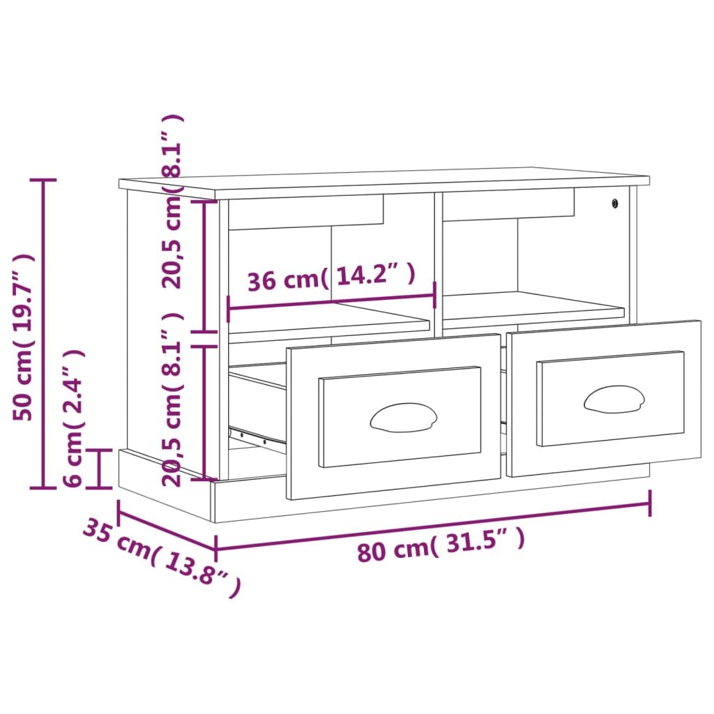 TV-skåp vit 80x35x50 cm konstruerat trä