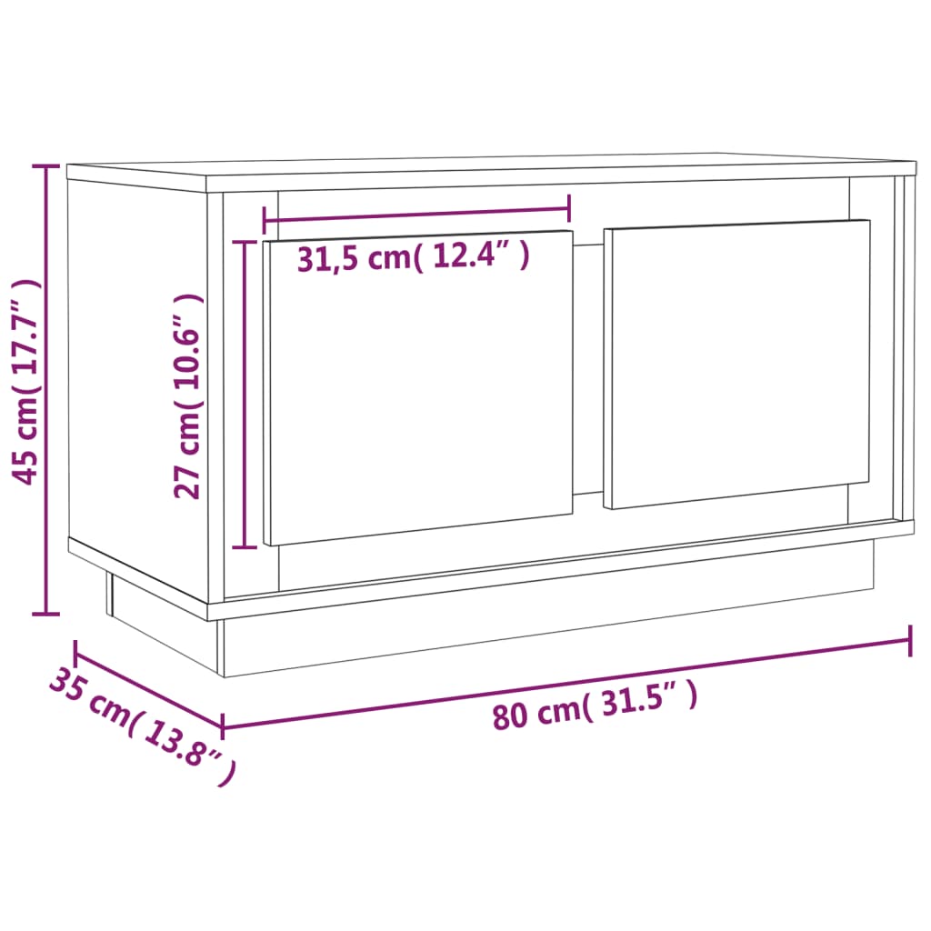 Tv-bänk vit 80x35x45 cm konstruerat trä