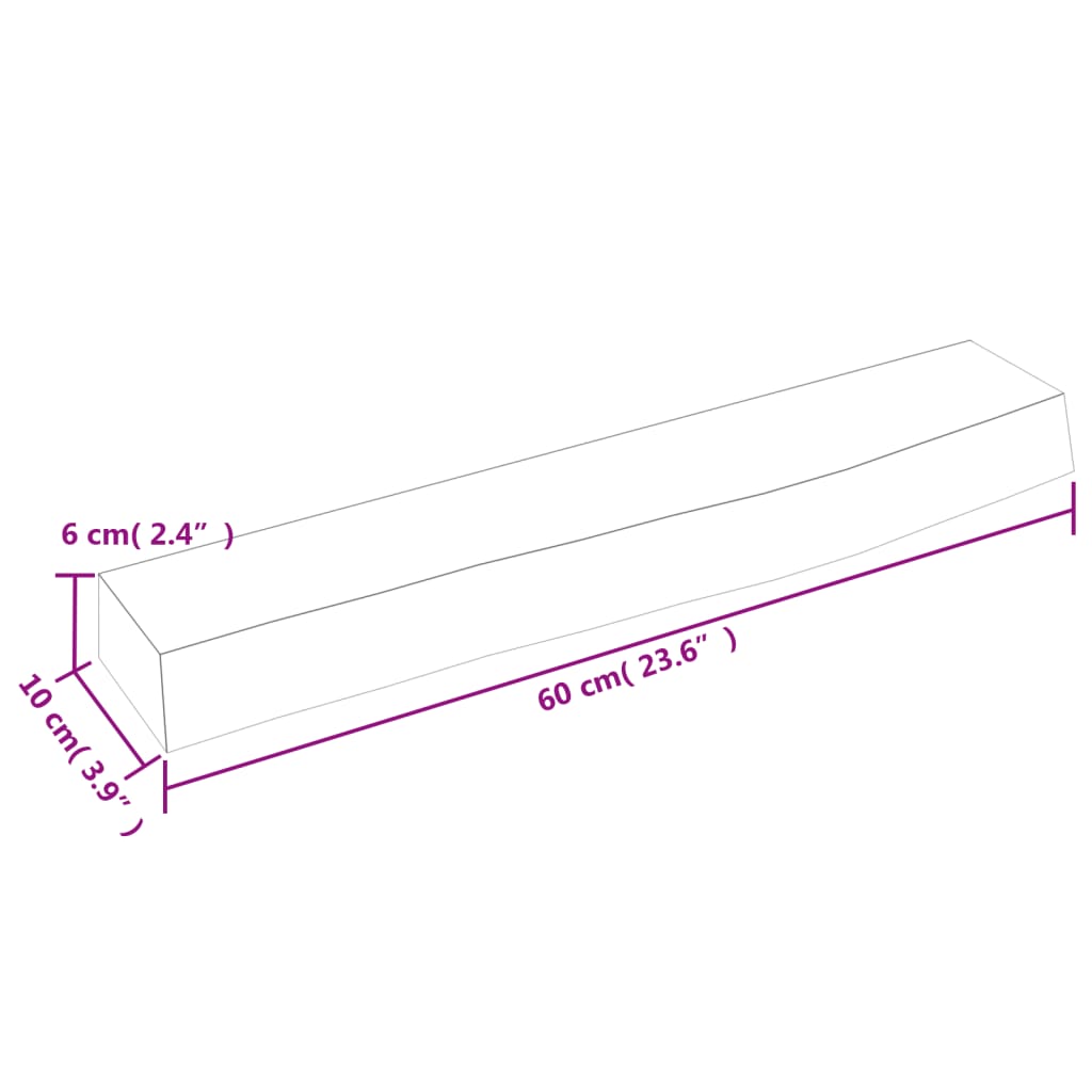 Vägghylla ljusbrun 60x10x6 cm behandlad massiv ek