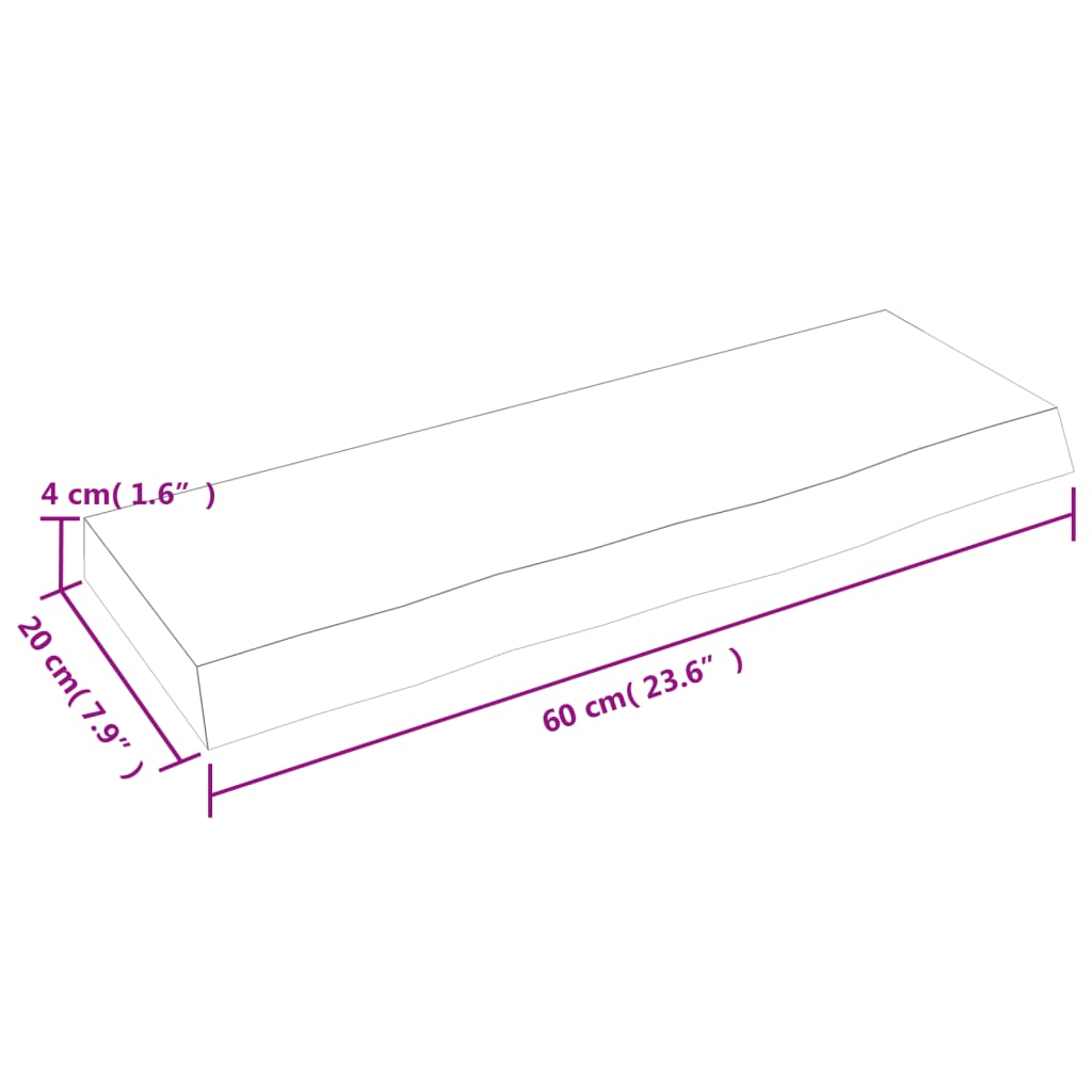 Vägghylla ljusbrun 60x20x4 cm behandlad massiv ek