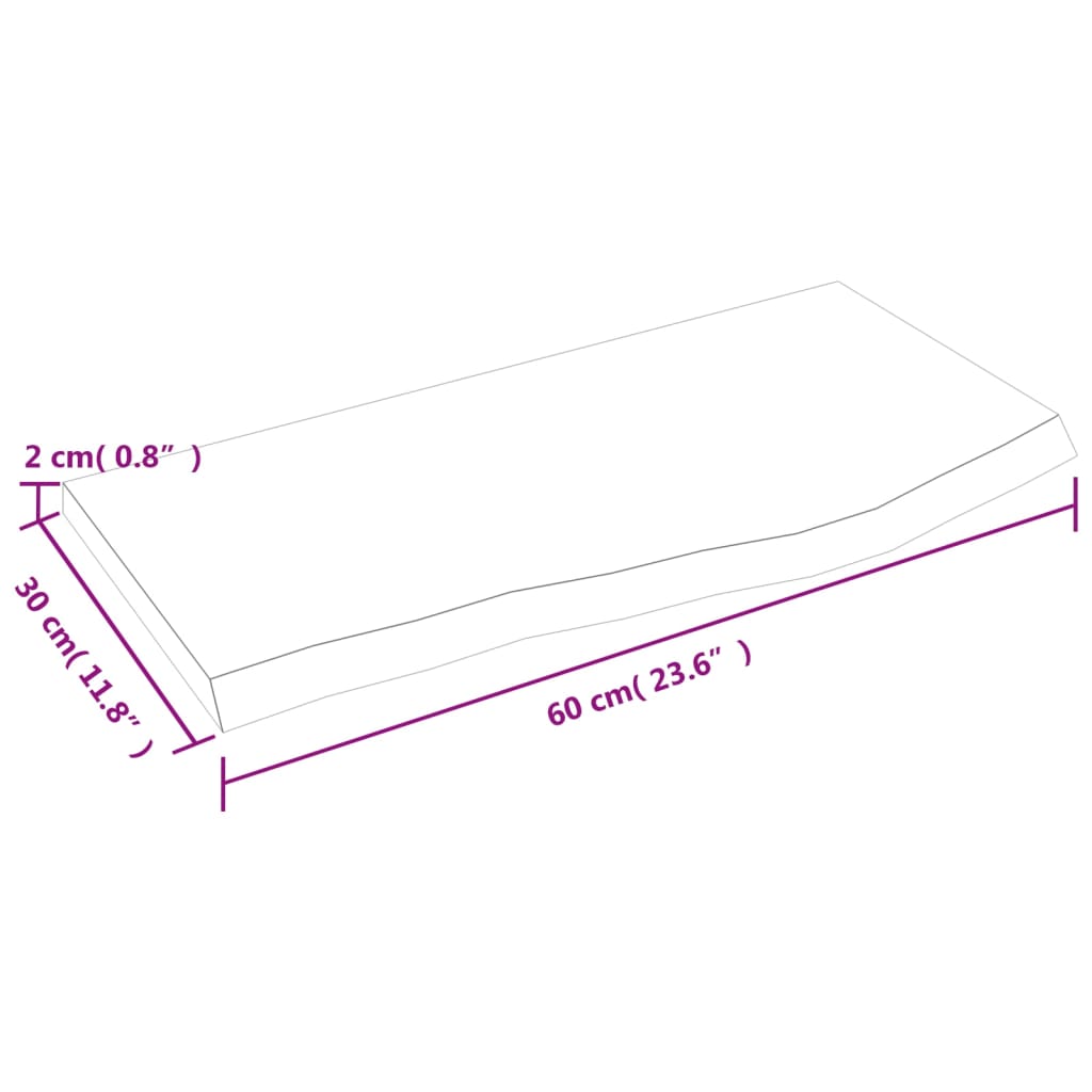 Vägghylla ljusbrun 60x30x2 cm behandlad massiv ek