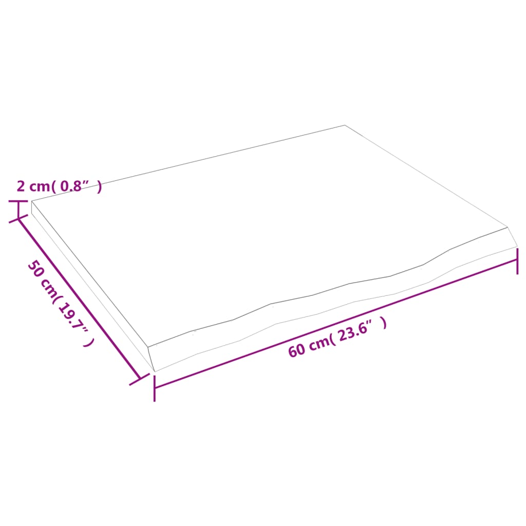 Vägghylla ljusbrun 60x50x2 cm behandlad massiv ek