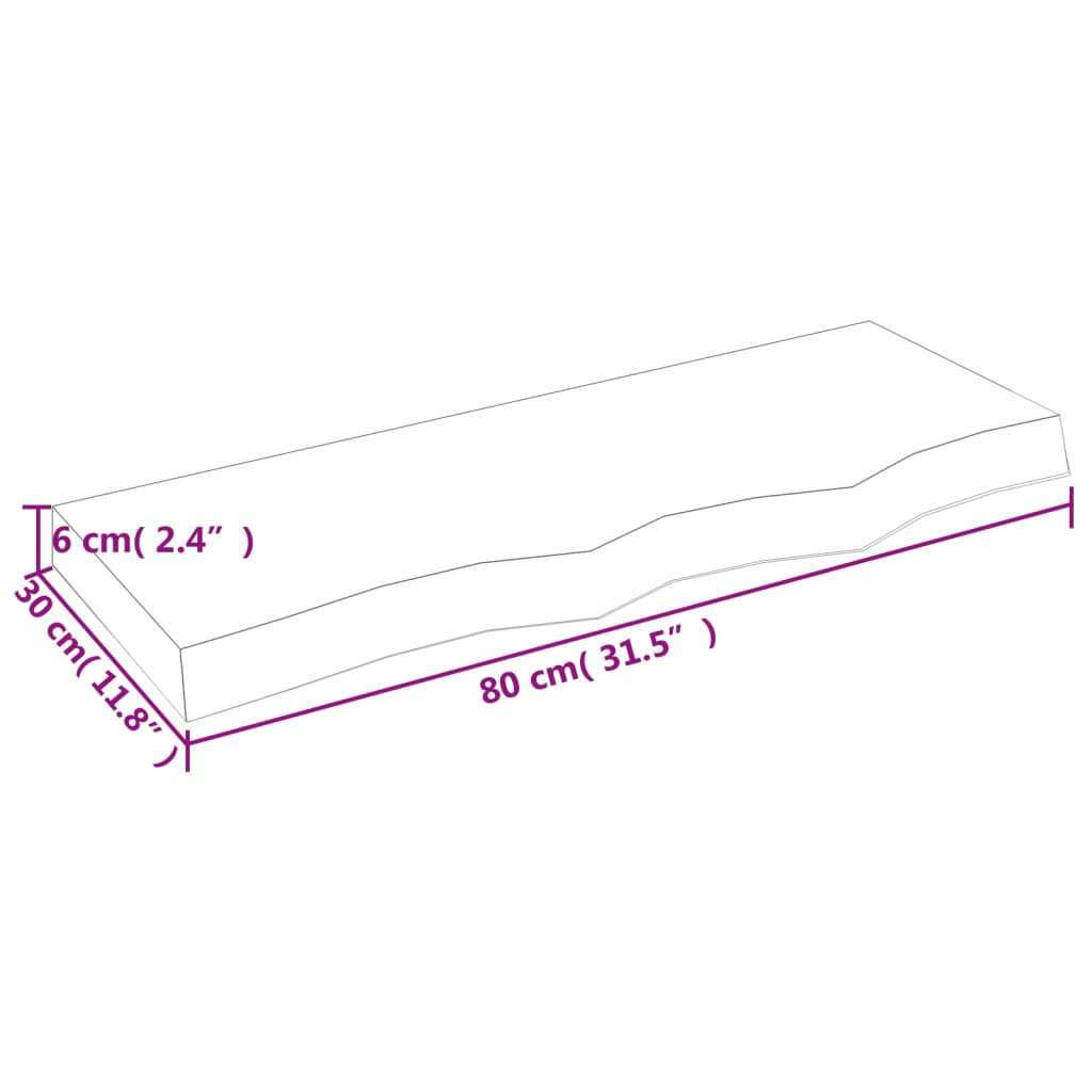 Vägghylla ljusbrun 80x30x(2-6) cm behandlad massiv ek