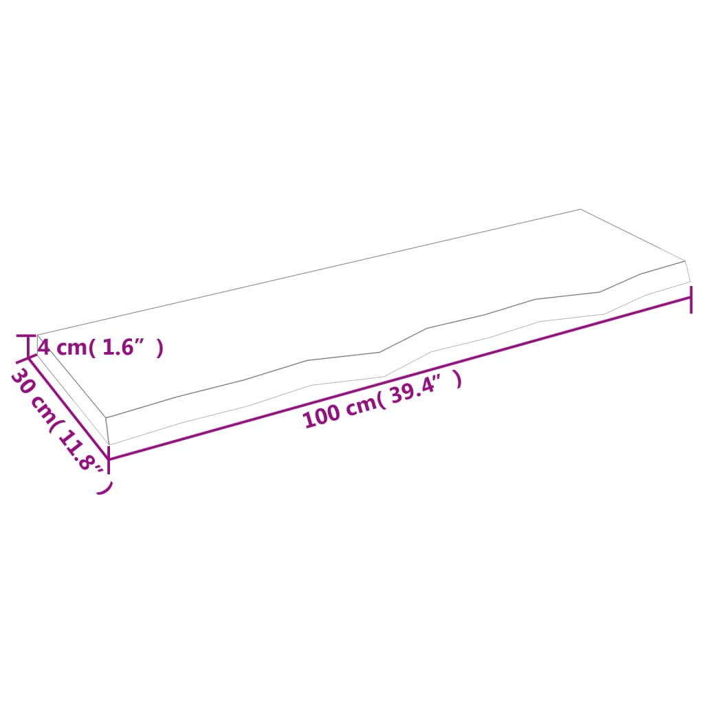 Vägghylla ljusbrun 100x30x(2-4) cm behandlad massiv ek