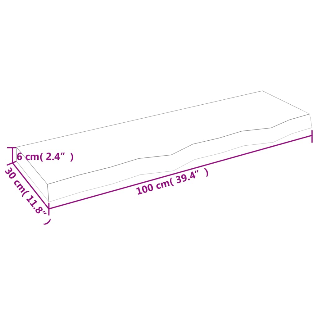 Vägghylla ljusbrun 100x30x(2-6) cm behandlad massiv ek