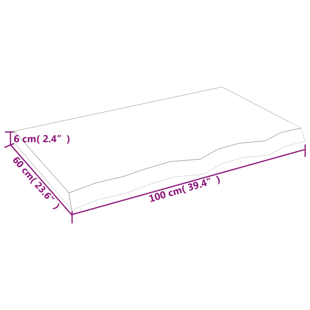 Vägghylla ljusbrun 100x60x(2-6) cm behandlad massiv ek